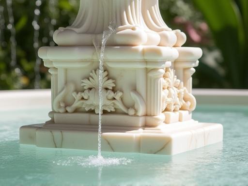 Dettaglio di una fontana classica in marmo.